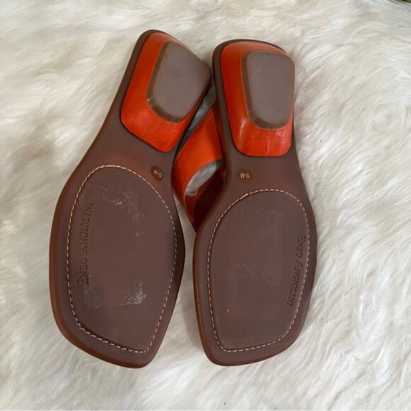NEW Enzo Angiolini Leather Square Low Mod Heel Thong Slip On Sandals 5.5 NWOB - Picture 10 of 14